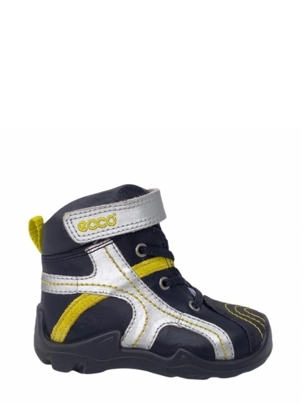 Ecco Boots Boys Black Silver Leather Booties Baby Toddler Euro Size 20 = US 4.5